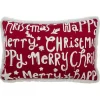 Red and White Merry Happy Christmas Lumbar Pillow