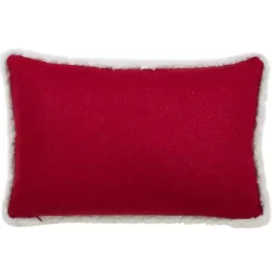 Red and White Merry Happy Christmas Lumbar Pillow