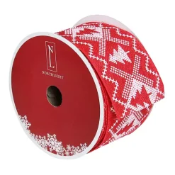 Red and White Nordic Tree 16 yard Christmas Ribbon