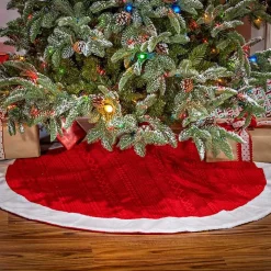 Red and White Pom Pom Tree Skirt
