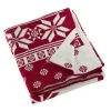 Red and White Snowflake Christmas Throw Blanket