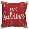 Red and White We Believe Outdoor Pillow