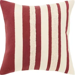 Red Asymmetrical Linear Throw Pillow