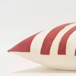 Red Asymmetrical Linear Throw Pillow