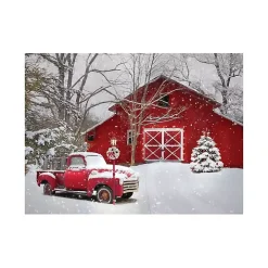 Red Barn in Winter Canvas Art Print, 30x40