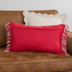 Red Basket Weave Lumbar Pillow