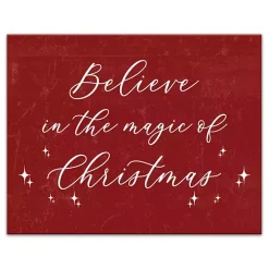 Red Believe Magic of Christmas Canvas Wall Plaque
