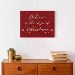 Red Believe Magic of Christmas Canvas Wall Plaque