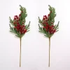 Red Berries & Bells Christmas Stems, Set of 2