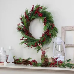 Red Berry Pine Spiral Wreath