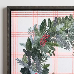 Red Berry Wreath and Windowpane Canvas Art Print