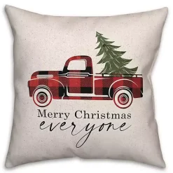 Red Buffalo Check Merry Christmas Truck Pillow