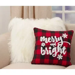 Red Buffalo Plaid Merry & Bright Christmas Pillow