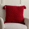 Red Chenille Swiss Dot Pillow, 22 in.