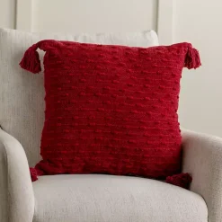 Red Chenille Swiss Dot Pillow, 22 in.