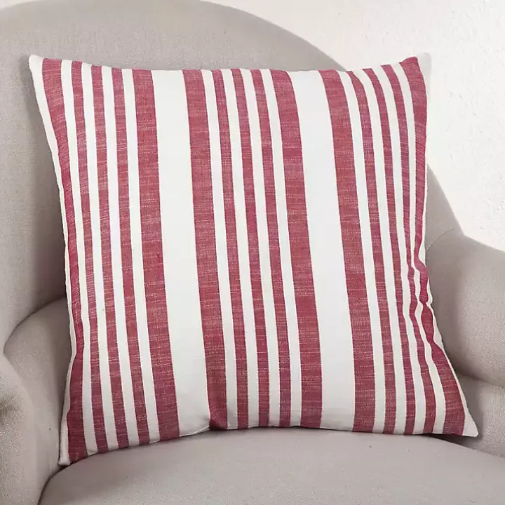 Red Coastal Stripe Pillow
