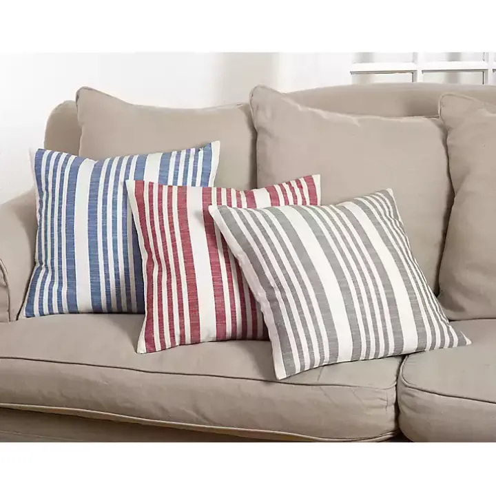 Red Coastal Stripe Pillow