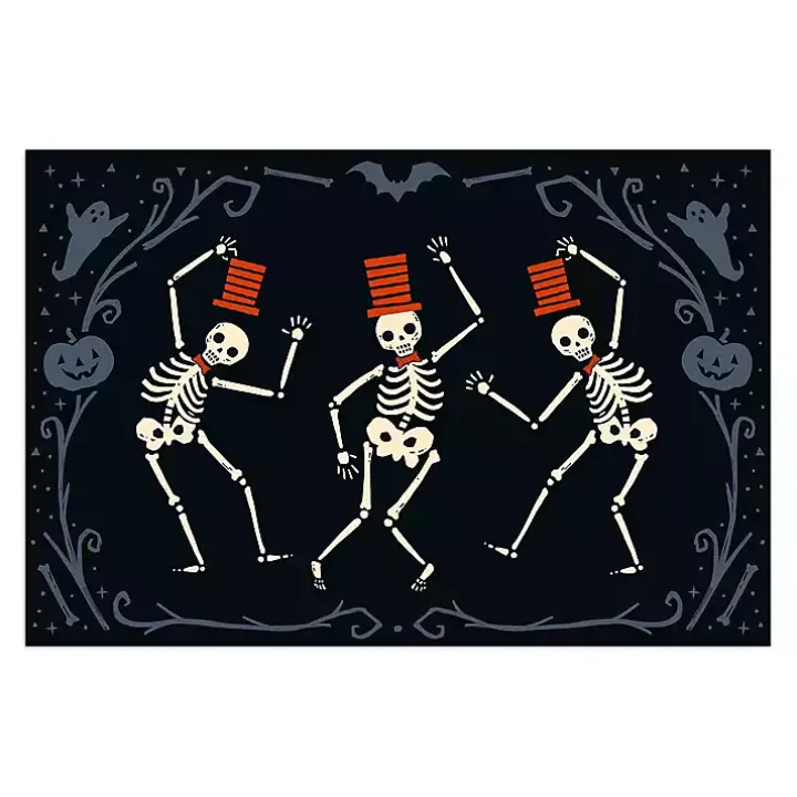 Red Dancing Skeletons Halloween Wall Plaque
