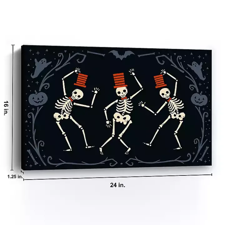 Red Dancing Skeletons Halloween Wall Plaque
