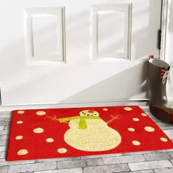 Red Happy Snowman Doormat