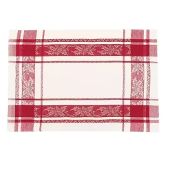 Red Jaquard Plaid Reversible Placemats, Set of 6