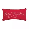 Red Merry Christmas Cursive Lumbar Pillow