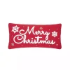Red Merry Christmas Snowflakes Lumbar Pillow