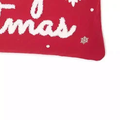 Red Merry Christmas Snowflakes Lumbar Pillow