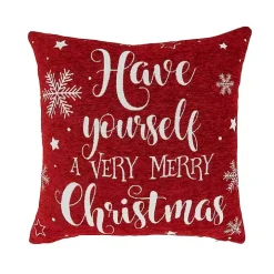 Red Merry Little Christmas Chenille Pillow