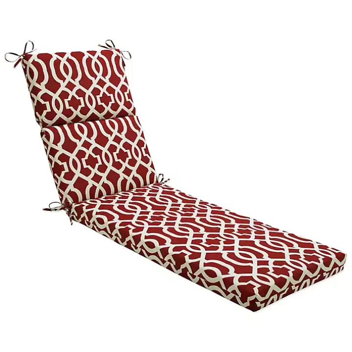 Red New Geometric Outdoor Chaise Cushion