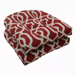 Red New Geometric Wicker Chair Cushions, Set of 2