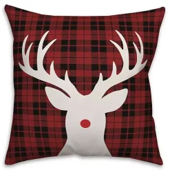 Red Nose Rudolph Plaid Christmas Pillow