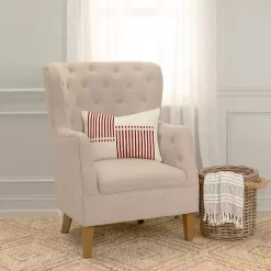 Red Offset Colorblock Stripe Throw Pillow