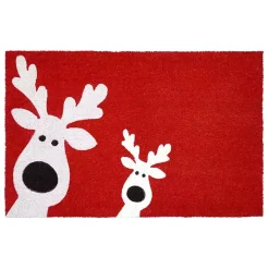 Red Peeking Reindeer Doormat