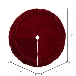 Red Plush Velvet Border Lined Tree Skirt, 72 in.