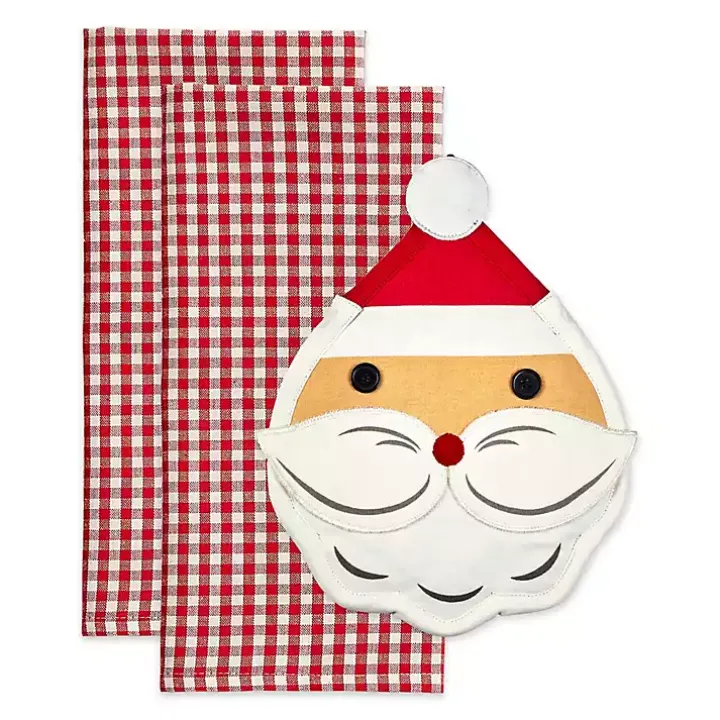 Red Santa Gingham 3-pc. Dishtowel & Potholder Set
