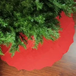 Red Scalloped Edge Christmas Tree Skirt