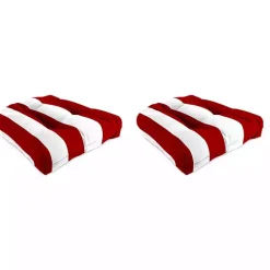 Red Stripe French 2-pc. Outdoor Wicker Cushion Set