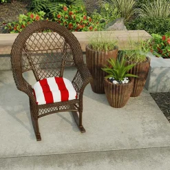 Red Stripe French 2-pc. Outdoor Wicker Cushion Set