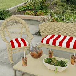 Red Stripe French 2-pc. Outdoor Wicker Cushion Set