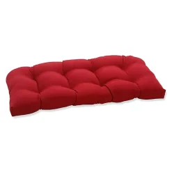 Red Tufted Outdoor Loveseat Cushion