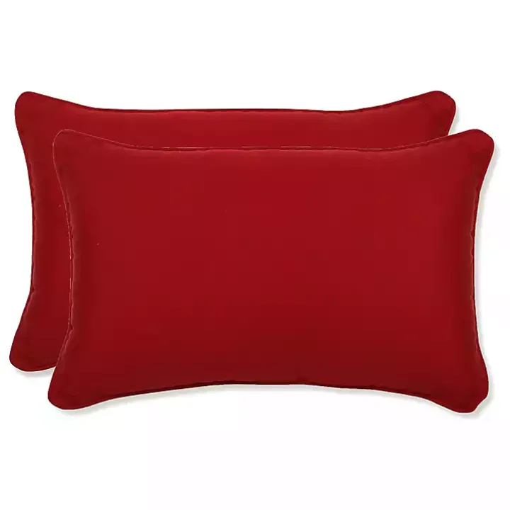 Red Welt Outdoor Lumbar Pillows, Set of 2