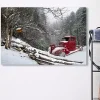 Red Winter Truck Canvas Art Print