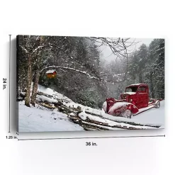 Red Winter Truck Canvas Art Print