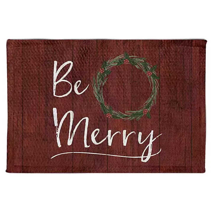 Red Wreath Be Merry Accent Rug