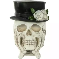 Resting Skull in a Top Hat Halloween Decoration