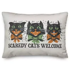 Retro Scaredy Cats Welcome Outdoor Accent Pillow