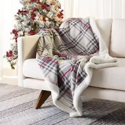 Ribbon Plaid Print Throw