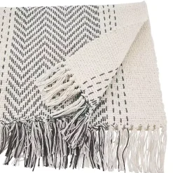 Rich Gray Kantha Stitch Table Runner