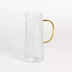 Ripple Gold Handle Glass Pitcher
